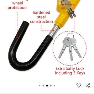 Yellow and Black Steering Wheel Lock with Keys